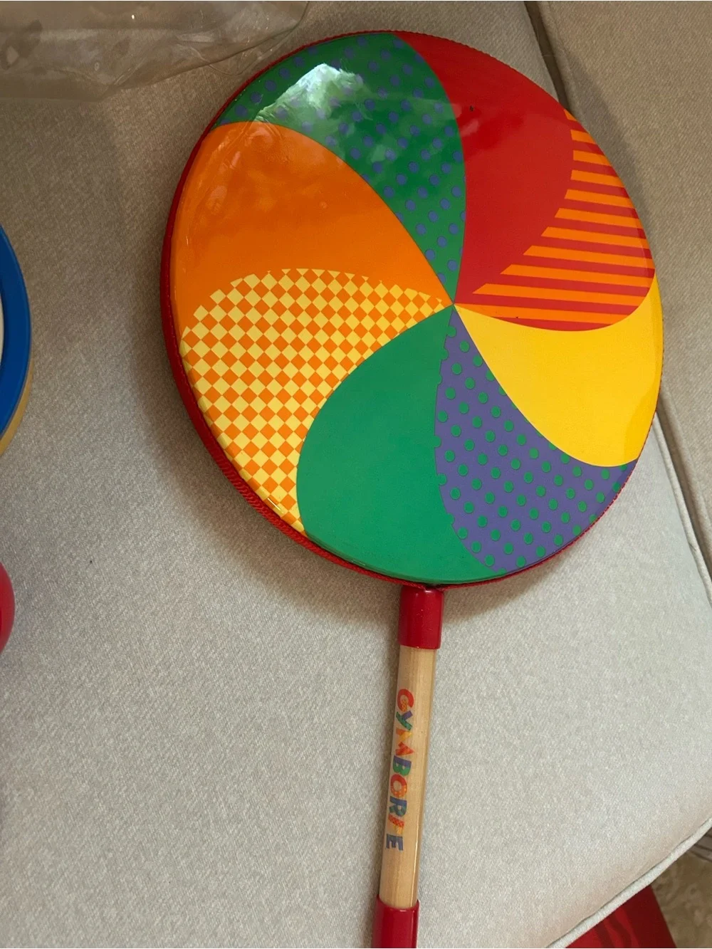 5 pc kids toy set. Tambourine, handheld drum, 2 shaker Moroccans. Carrying bag